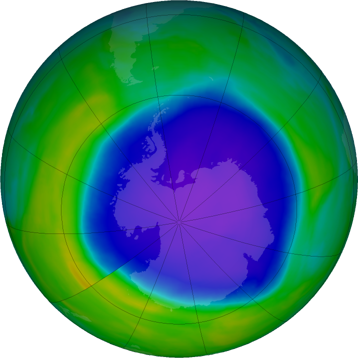 Antarctic ozone map for 25 October 2022